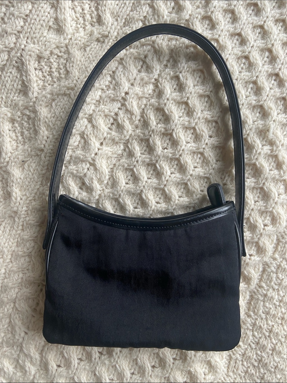 DKNY Vintage Y2k-era Tiny Black Handbag with Leather Trim